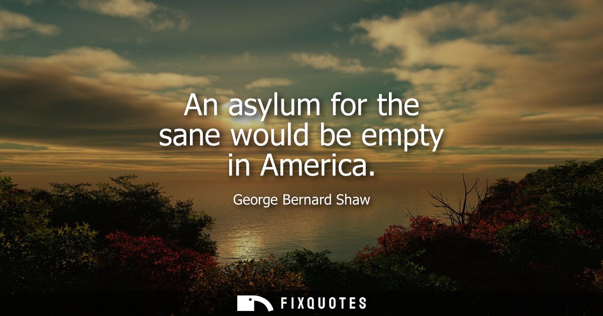 An asylum for the sane would be empty in America