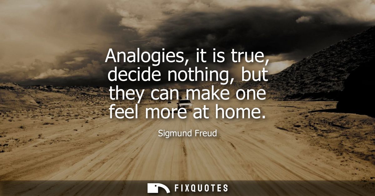 Analogies, it is true, decide nothing, but they can make one feel more at home