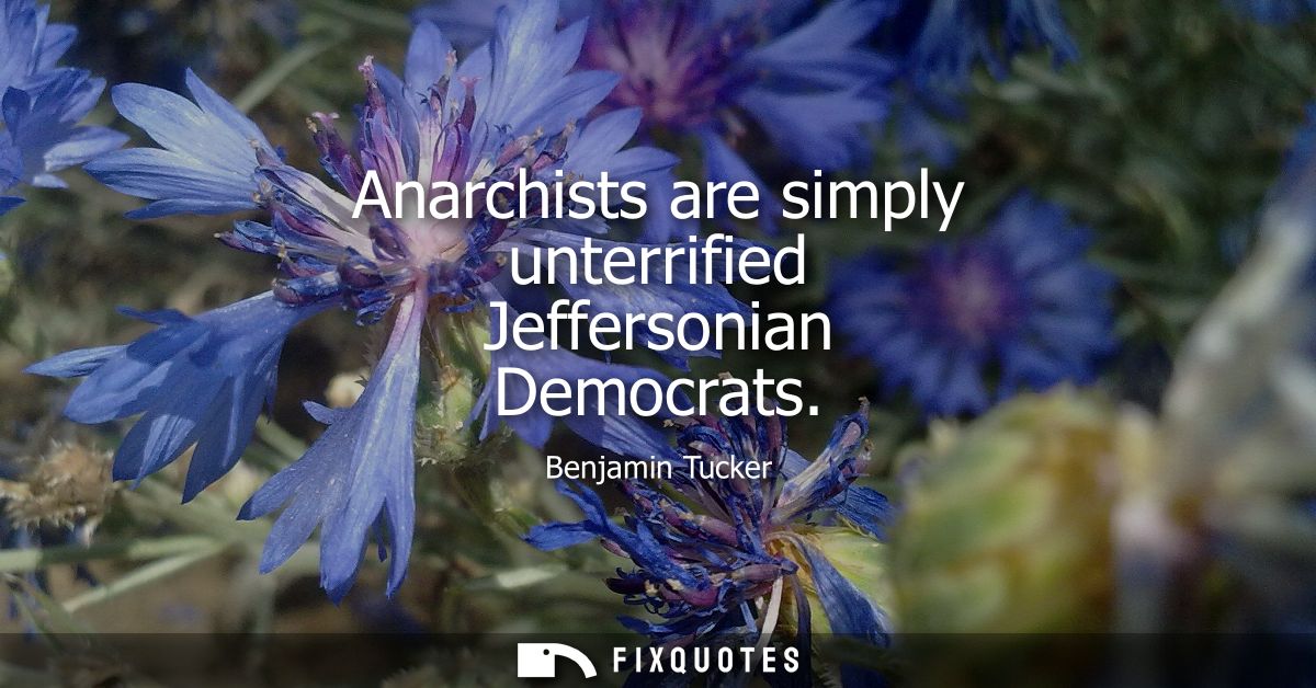 Anarchists are simply unterrified Jeffersonian Democrats