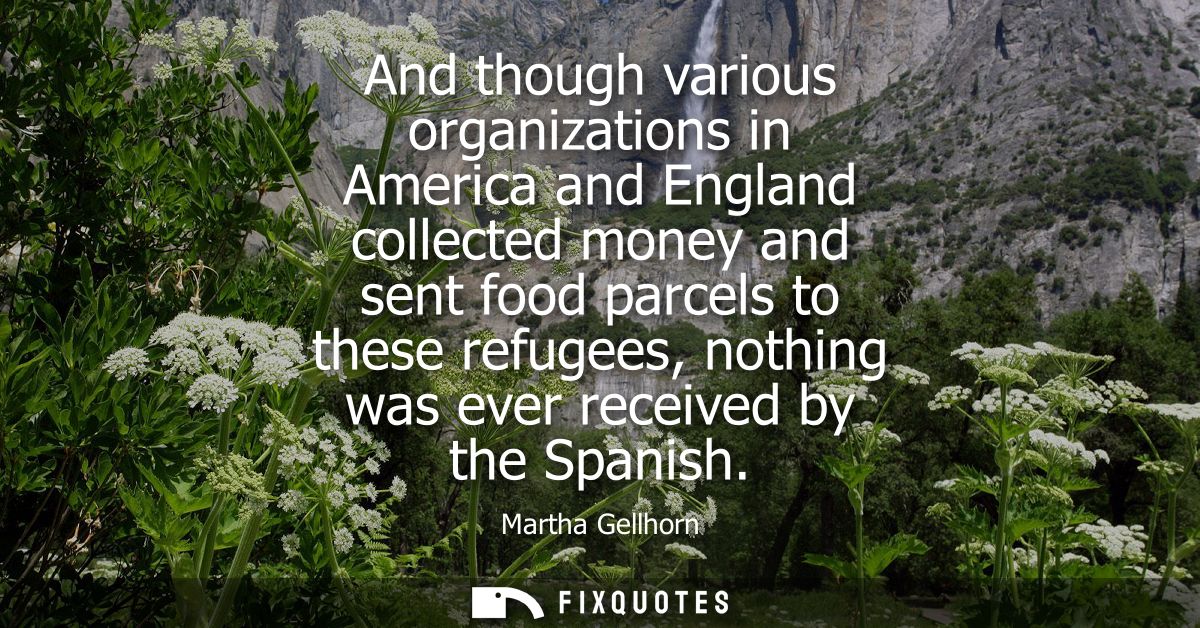 And though various organizations in America and England collected money and sent food parcels to these refugees, nothing