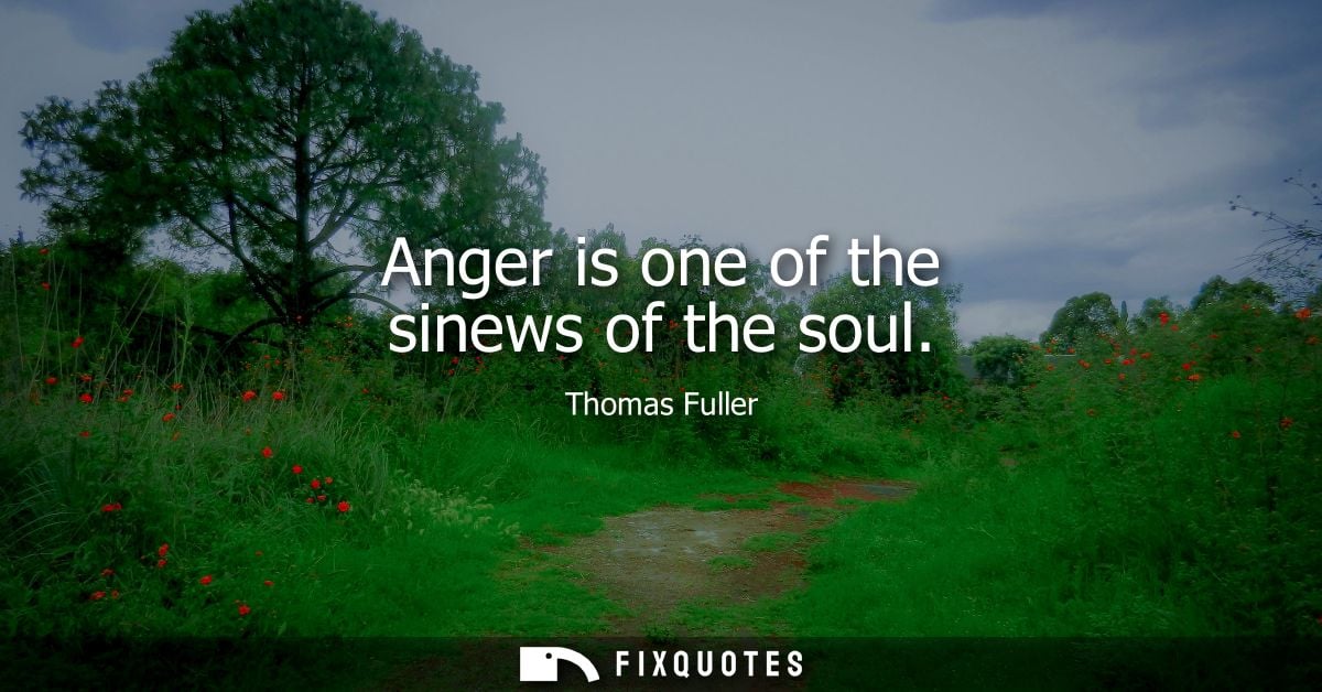 Anger is one of the sinews of the soul