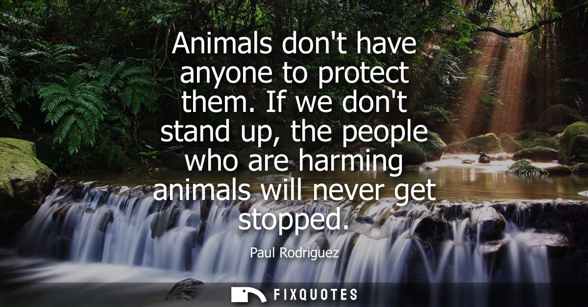 Animals dont have anyone to protect them. If we dont stand up, the people who are harming animals will never get stopped