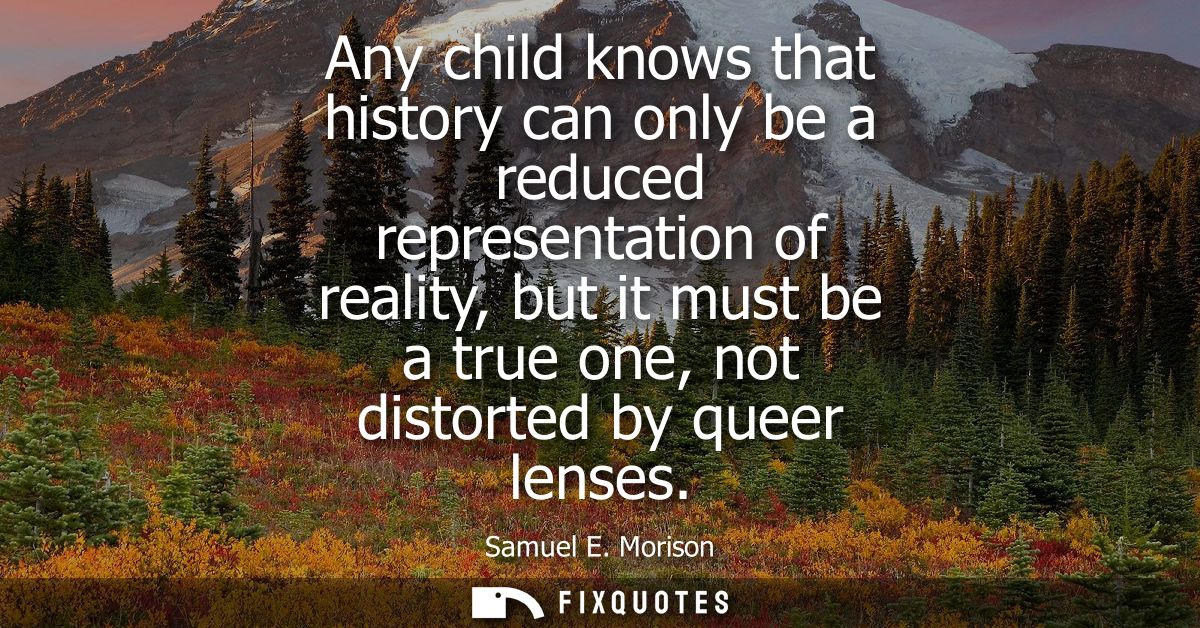 Any child knows that history can only be a reduced representation of reality, but it must be a true one, not distorted b