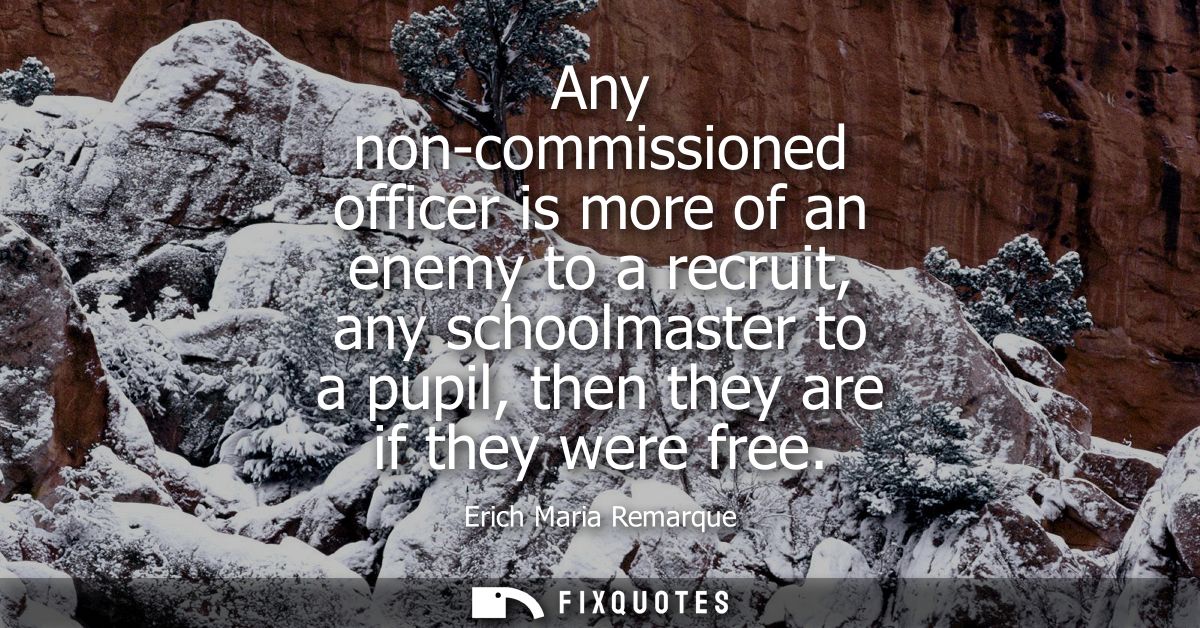 Any non-commissioned officer is more of an enemy to a recruit, any schoolmaster to a pupil, then they are if they were f
