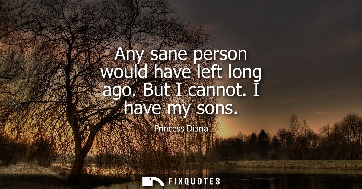 Any sane person would have left long ago. But I cannot. I have my sons