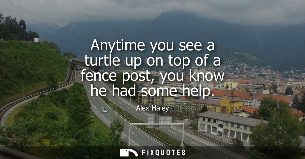 Anytime you see a turtle up on top of a fence post, you know he had some help