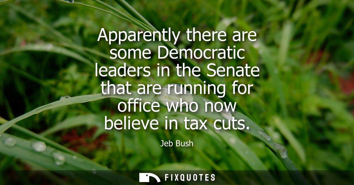 Apparently there are some Democratic leaders in the Senate that are running for office who now believe in tax cuts