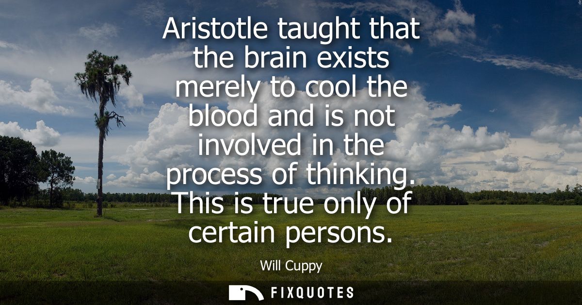 Aristotle taught that the brain exists merely to cool the blood and is not involved in the process of thinking. This is 