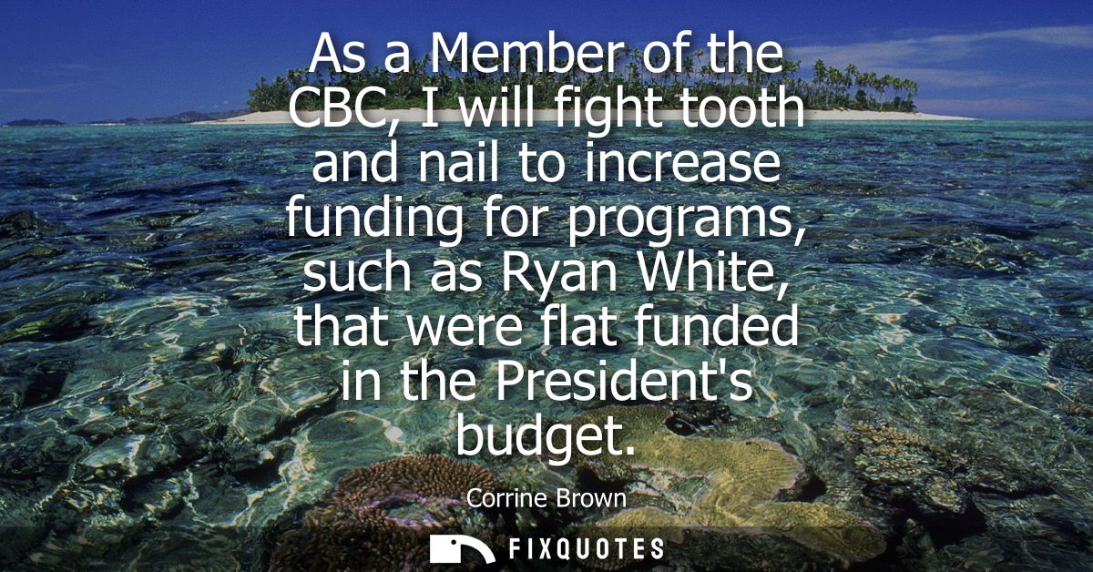 As a Member of the CBC, I will fight tooth and nail to increase funding for programs, such as Ryan White, that were flat
