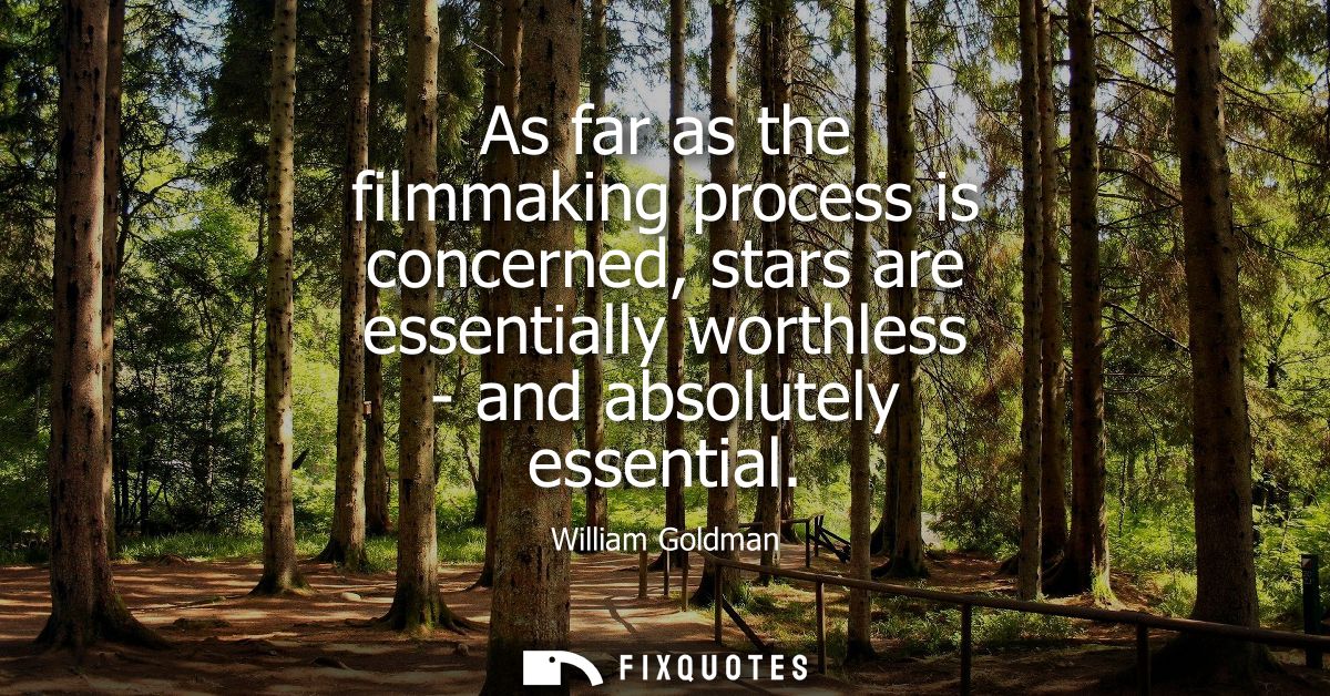 As far as the filmmaking process is concerned, stars are essentially worthless - and absolutely essential
