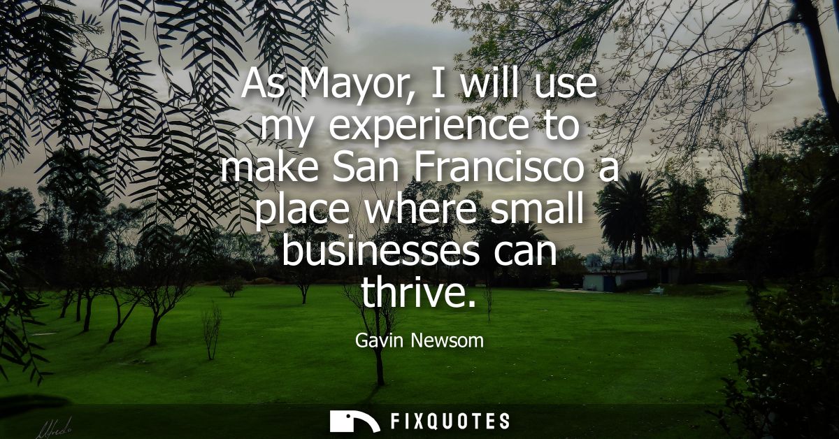 As Mayor, I will use my experience to make San Francisco a place where small businesses can thrive