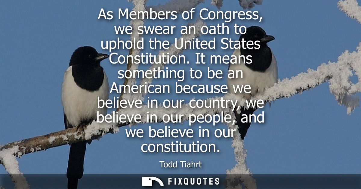 As Members of Congress, we swear an oath to uphold the United States Constitution. It means something to be an American 