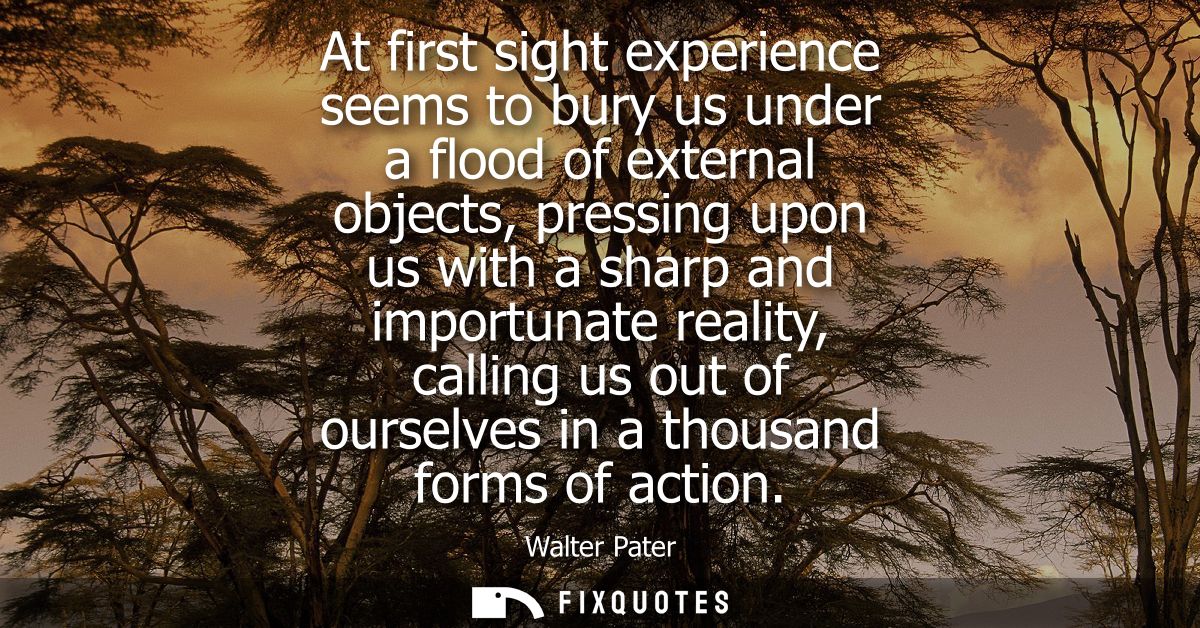 At first sight experience seems to bury us under a flood of external objects, pressing upon us with a sharp and importun
