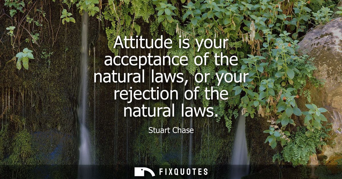 Attitude is your acceptance of the natural laws, or your rejection of the natural laws
