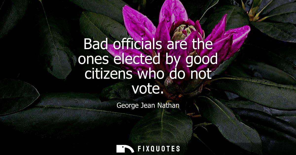 Bad officials are the ones elected by good citizens who do not vote