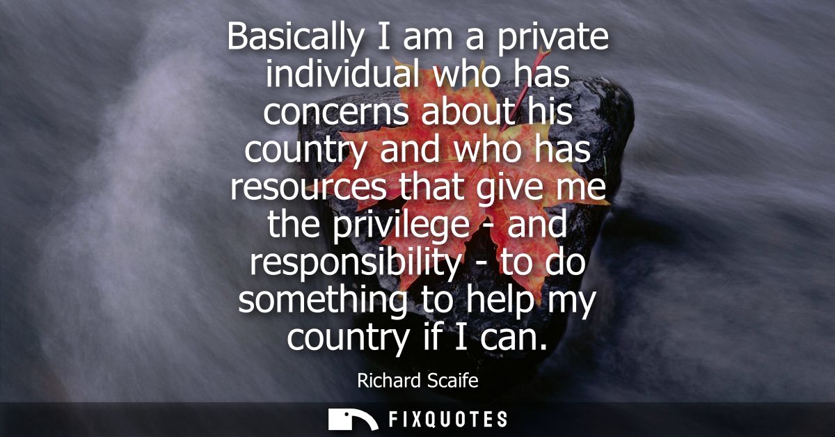 Basically I am a private individual who has concerns about his country and who has resources that give me the privilege 
