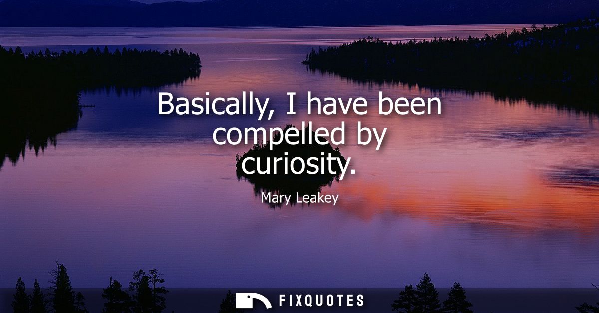 Basically, I have been compelled by curiosity