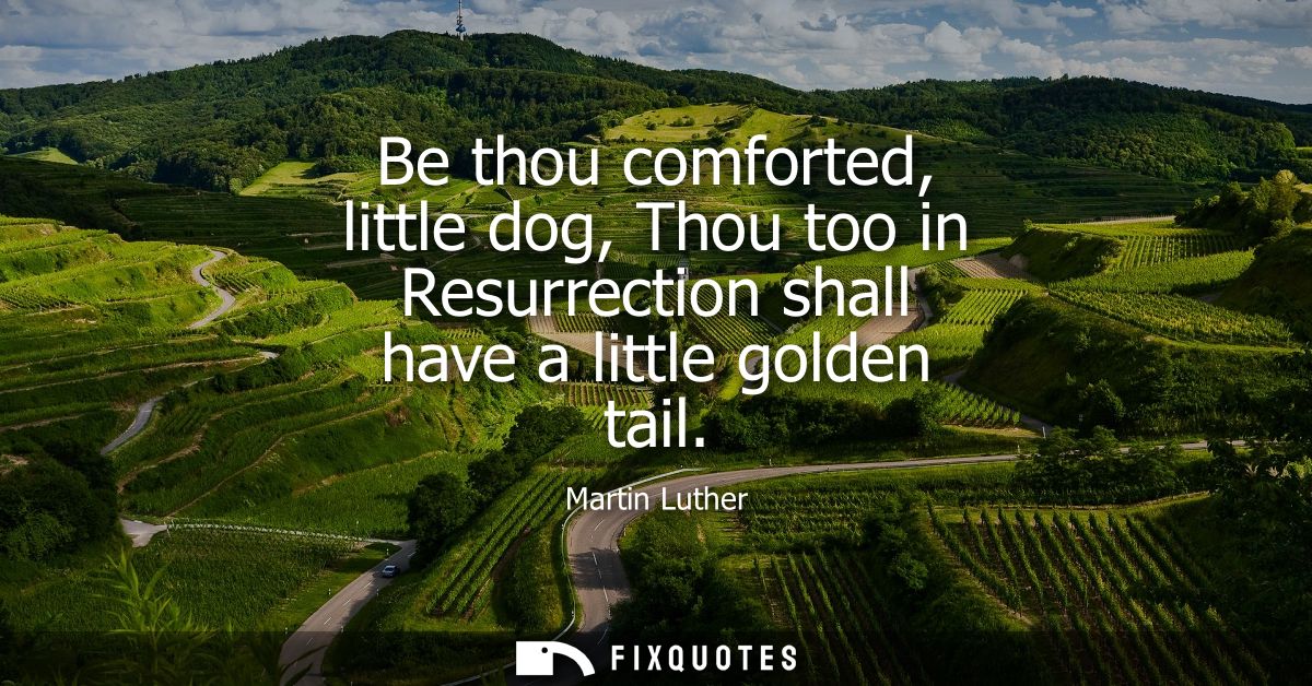 Be thou comforted, little dog, Thou too in Resurrection shall have a little golden tail