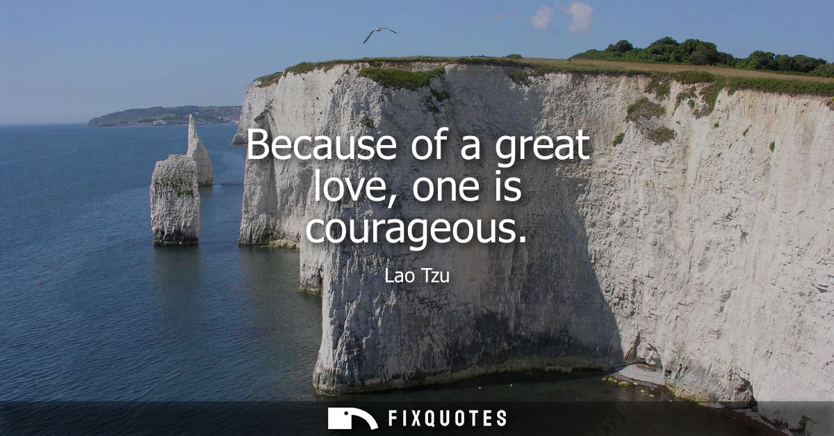 Because of a great love, one is courageous - Lao Tzu