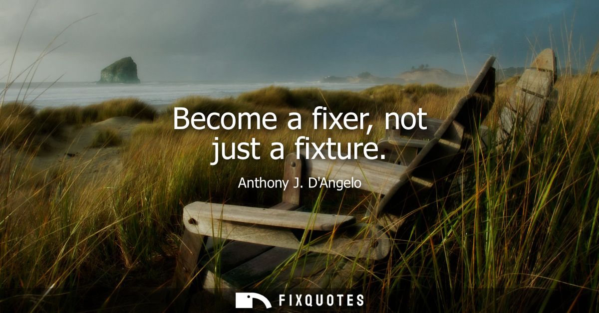Become a fixer, not just a fixture