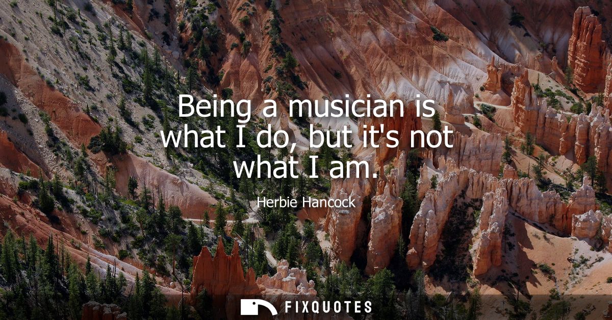 Being a musician is what I do, but its not what I am
