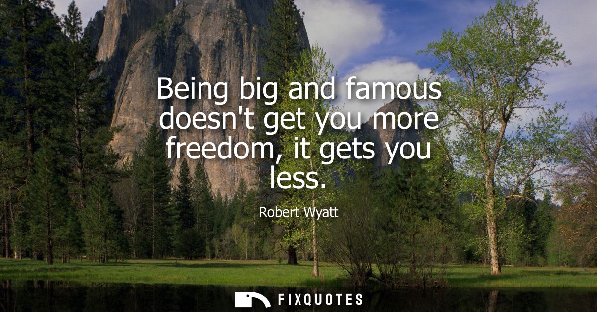 Being big and famous doesnt get you more freedom, it gets you less