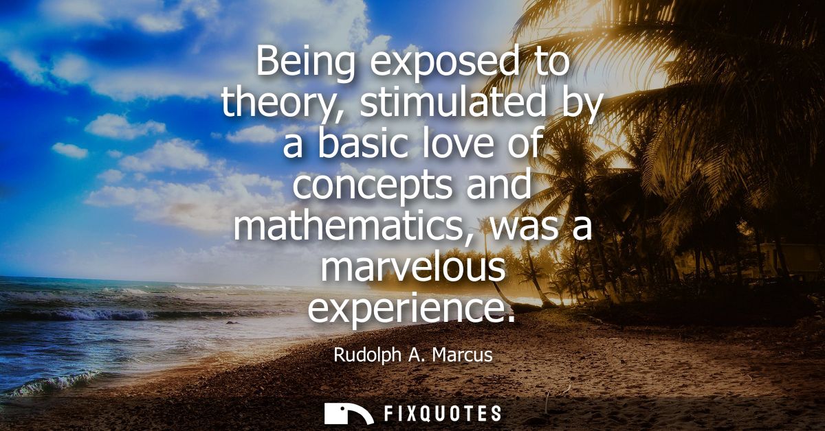 Being exposed to theory, stimulated by a basic love of concepts and mathematics, was a marvelous experience