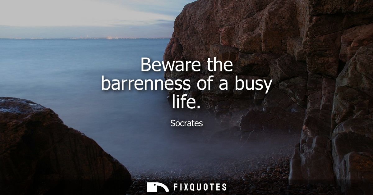 Beware the barrenness of a busy life