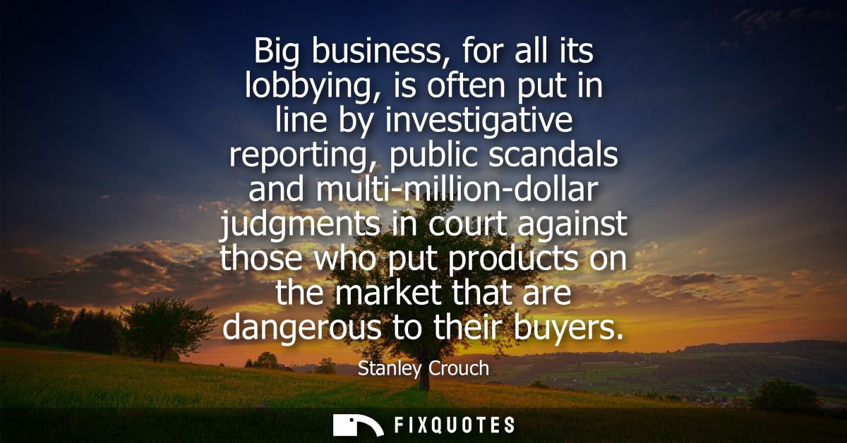 Big business, for all its lobbying, is often put in line by investigative reporting, public scandals and multi-million-d