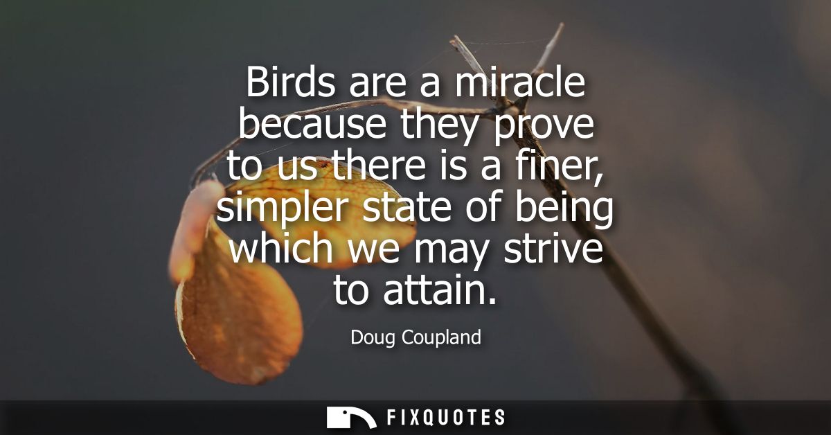 Birds are a miracle because they prove to us there is a finer, simpler state of being which we may strive to attain