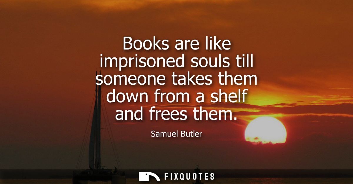 Books are like imprisoned souls till someone takes them down from a shelf and frees them
