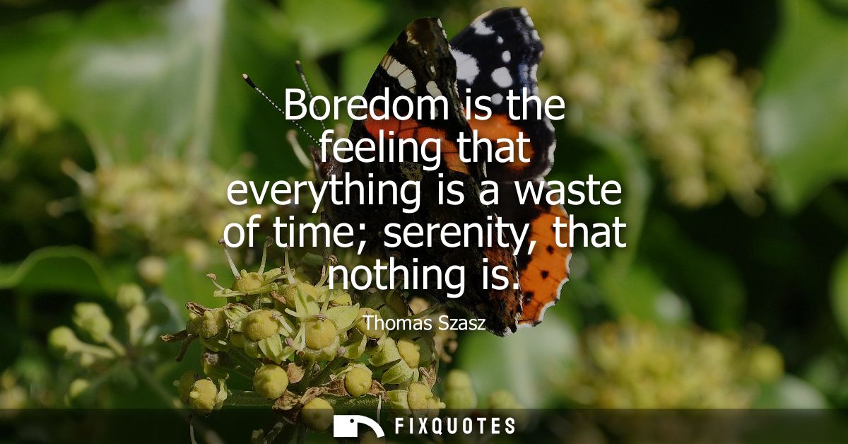 Boredom is the feeling that everything is a waste of time serenity, that nothing is