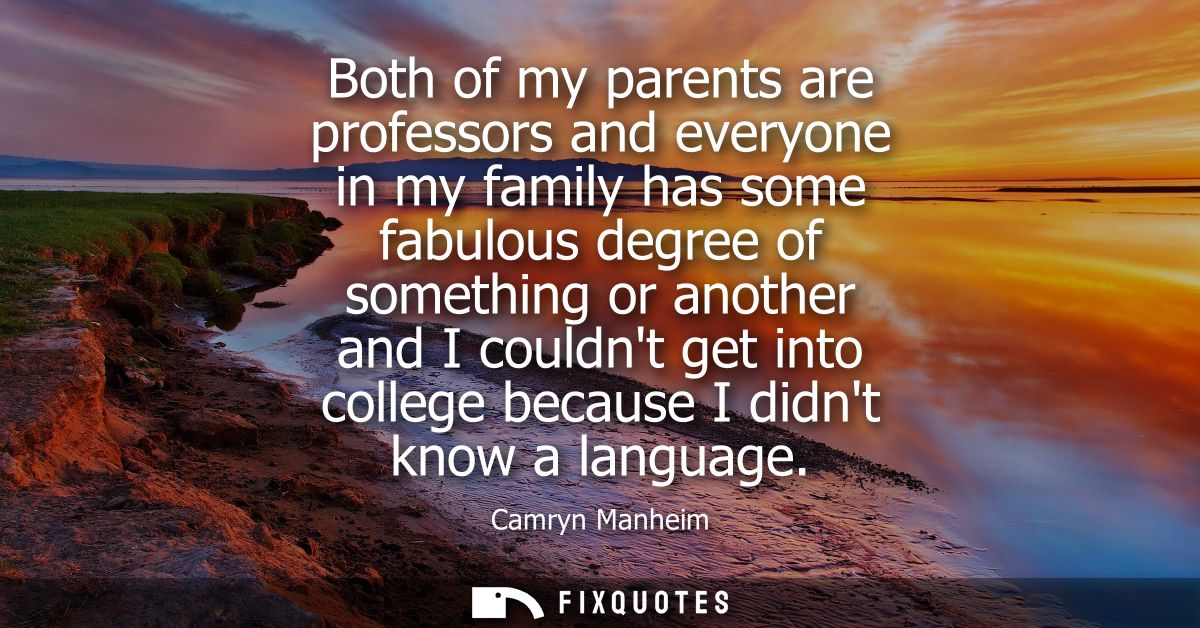 Both of my parents are professors and everyone in my family has some fabulous degree of something or another and I could
