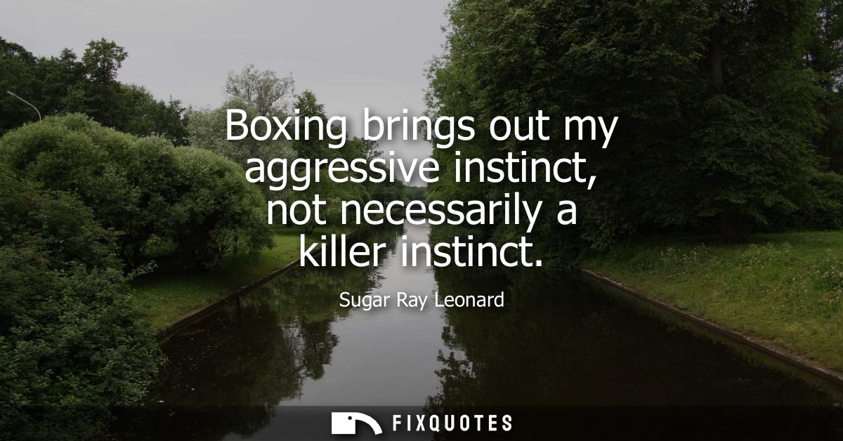 Boxing brings out my aggressive instinct, not necessarily a killer instinct