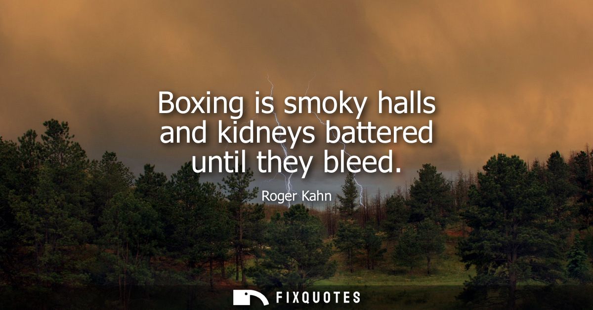 Boxing is smoky halls and kidneys battered until they bleed