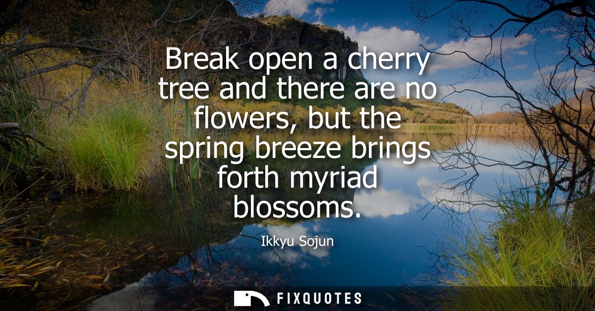 Break open a cherry tree and there are no flowers, but the spring breeze brings forth myriad blossoms