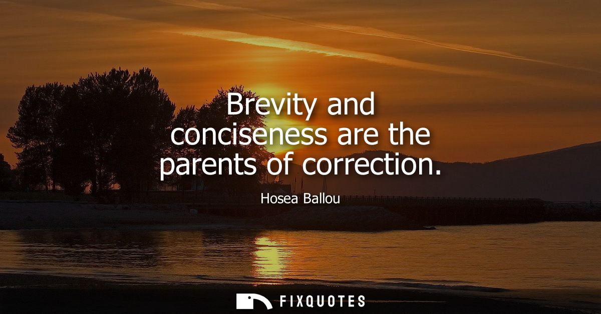 Brevity and conciseness are the parents of correction