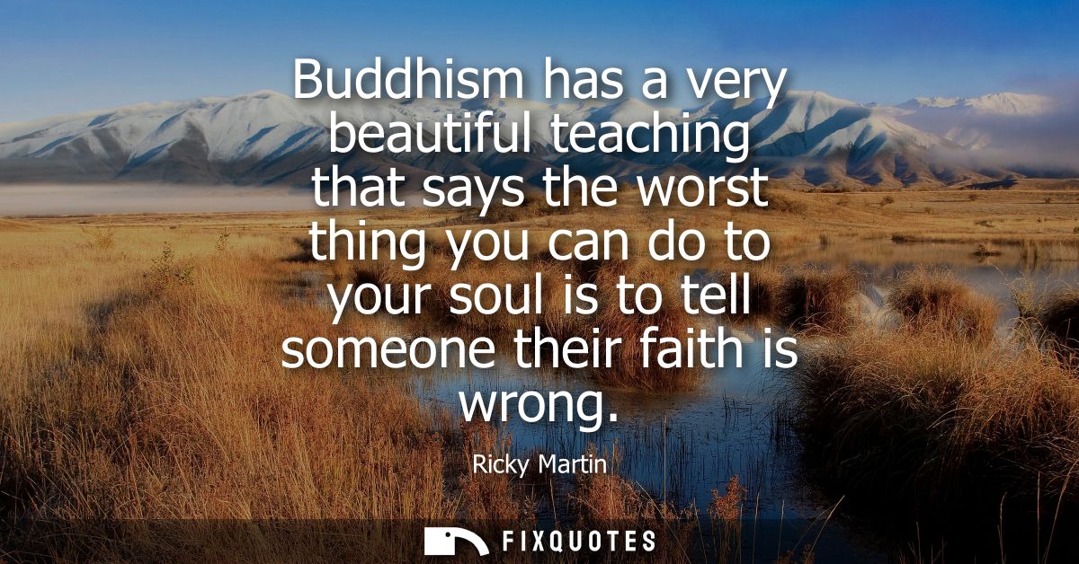 Buddhism has a very beautiful teaching that says the worst thing you can do to your soul is to tell someone their faith 