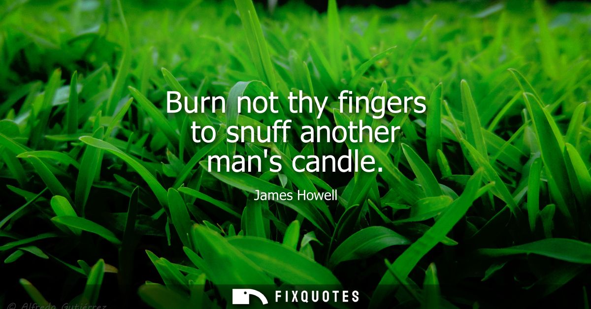 Burn not thy fingers to snuff another mans candle