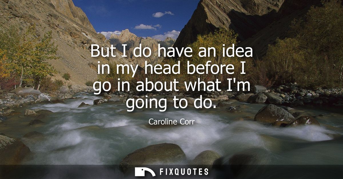 But I do have an idea in my head before I go in about what Im going to do