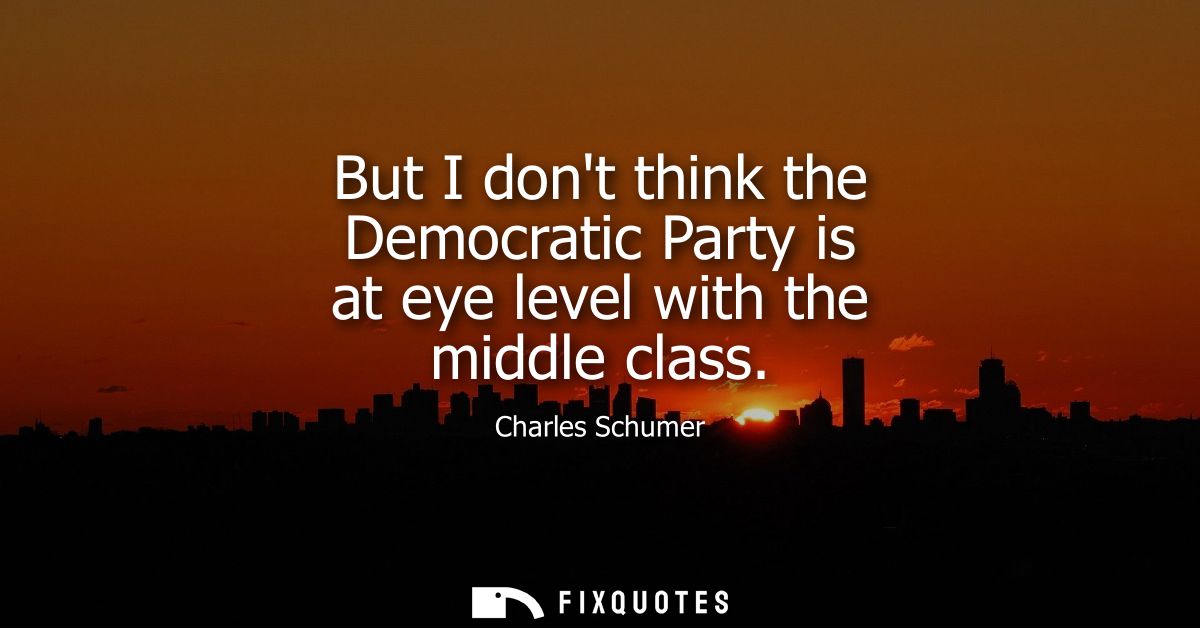 But I dont think the Democratic Party is at eye level with the middle class