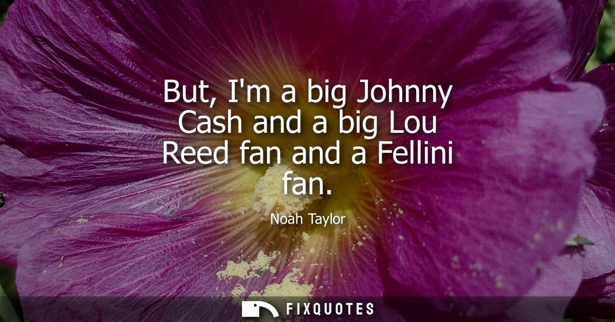 But, Im a big Johnny Cash and a big Lou Reed fan and a Fellini fan