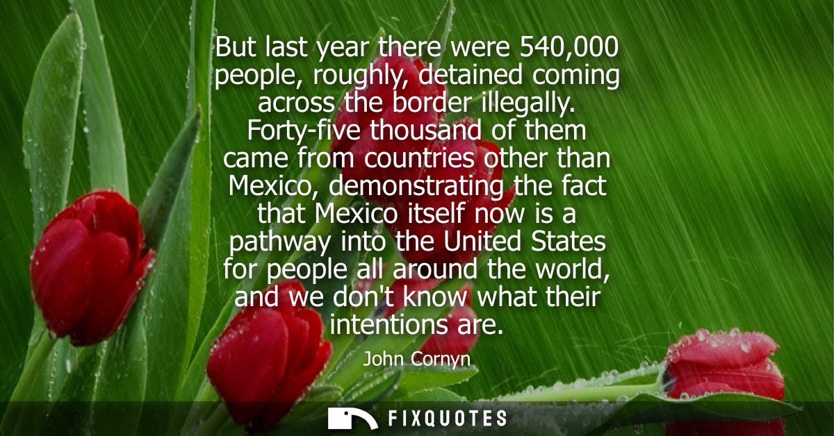 But last year there were 540,000 people, roughly, detained coming across the border illegally. Forty-five thousand of th