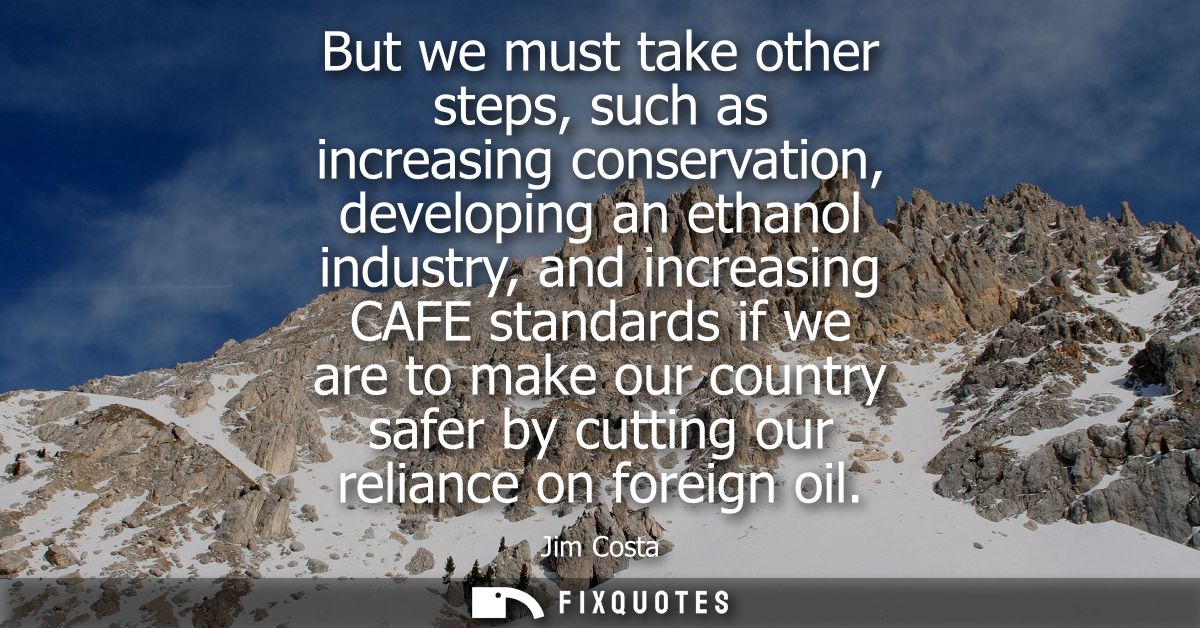 But we must take other steps, such as increasing conservation, developing an ethanol industry, and increasing CAFE stand