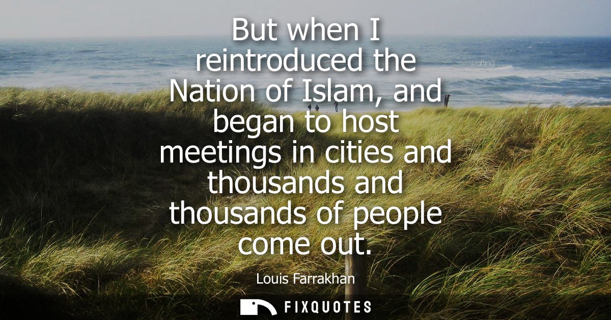 But when I reintroduced the Nation of Islam, and began to host meetings in cities and thousands and thousands of people 
