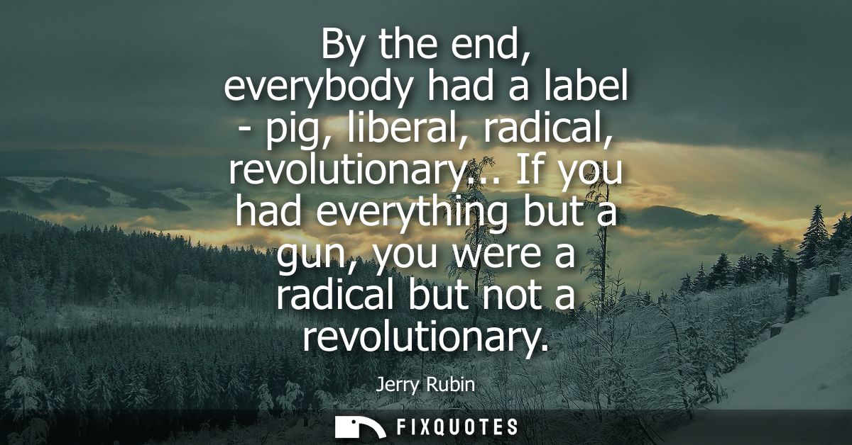 By the end, everybody had a label - pig, liberal, radical, revolutionary... If you had everything but a gun, you were a 