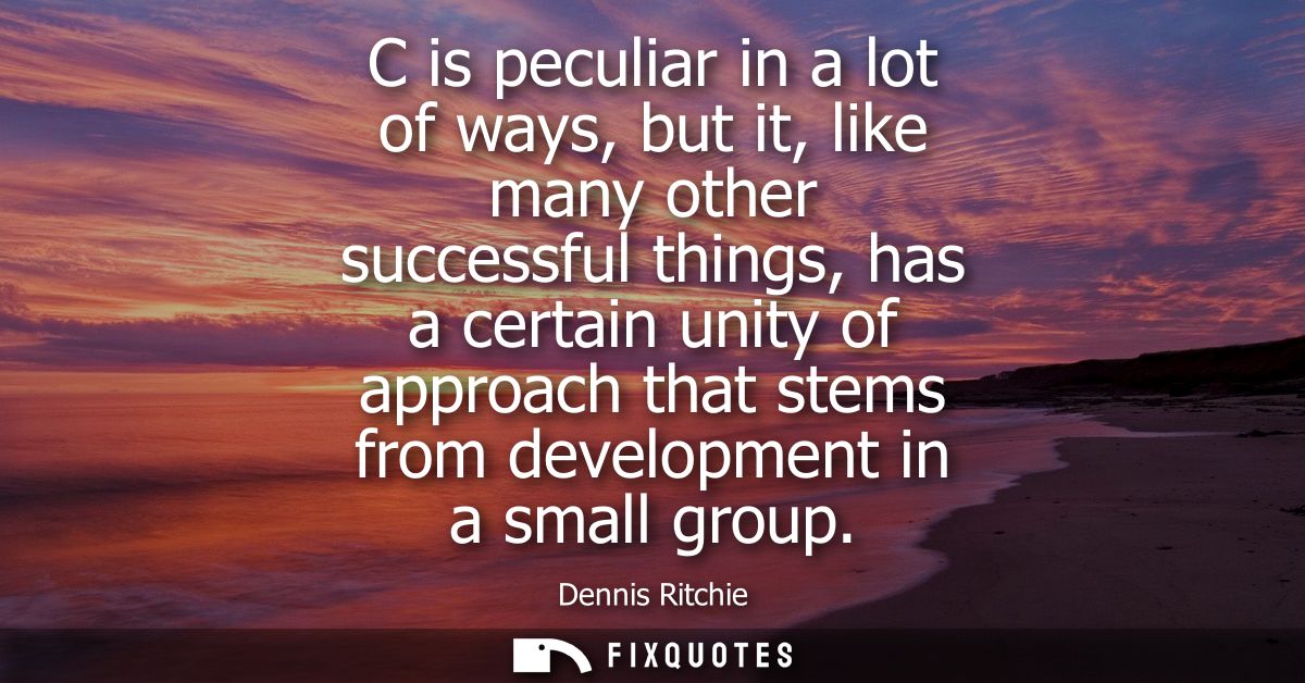 C is peculiar in a lot of ways, but it, like many other successful things, has a certain unity of approach that stems fr