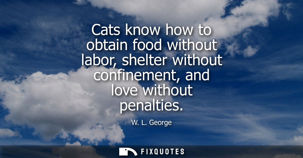 Cats know how to obtain food without labor, shelter without confinement, and love without penalties