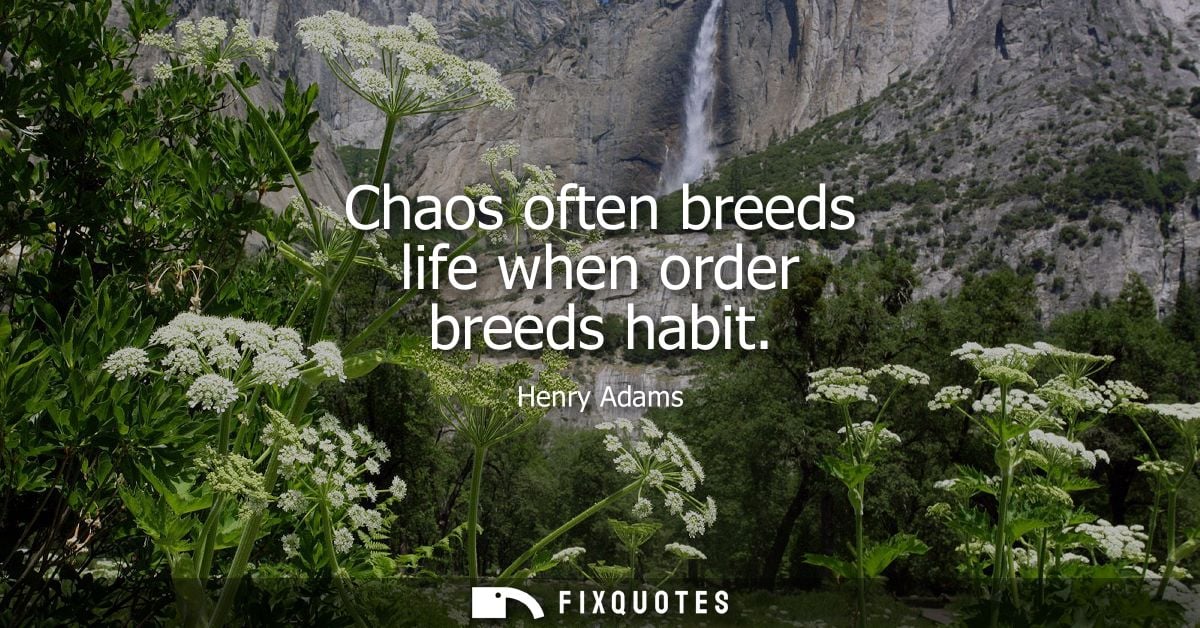 Chaos often breeds life when order breeds habit