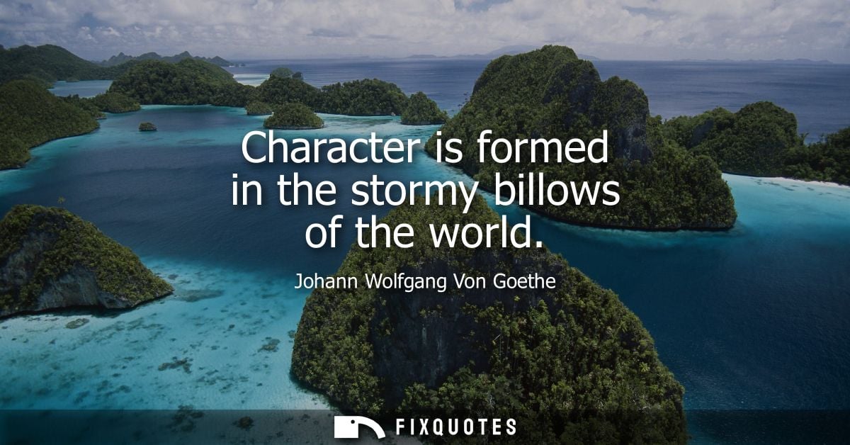 Character is formed in the stormy billows of the world - Johann Wolfgang Von Goethe